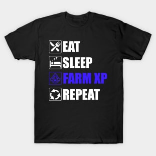 Eat Sleep Farm XP Repeat - Funny gaming T-Shirt
